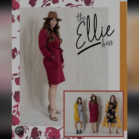 LuLaRoe S ELLIE Blue White Floral Long Sleeve A Line Midi Shirt Dress - Picture 16 of 16